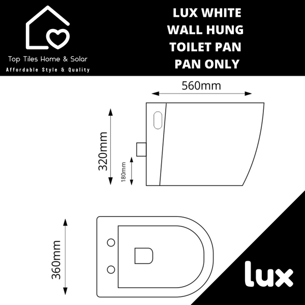 Lux White Wall Hung Toilet Pan - Pan Only