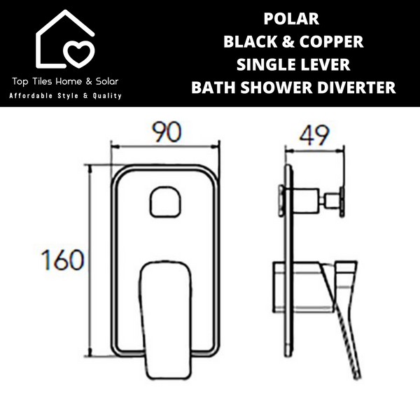 Polar Black & Copper Single Lever Bath Shower Diverter