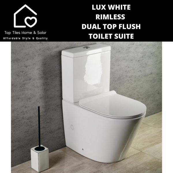 Lux White Rimless Dual Top Flush Toilet Suite