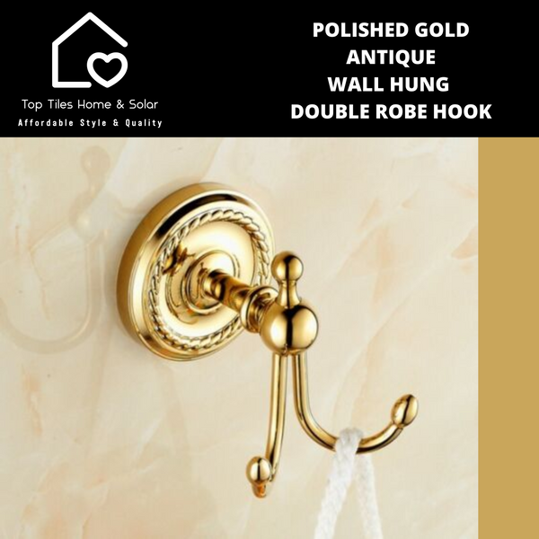 Polished Gold Antique Wall Hung Double Robe Hook