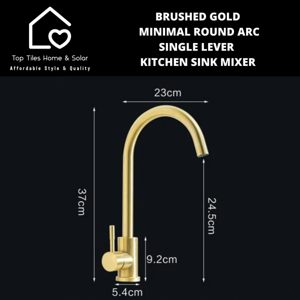 Brushed Gold Minimal Round Arc Single Lever Kitchen Sink Mixer