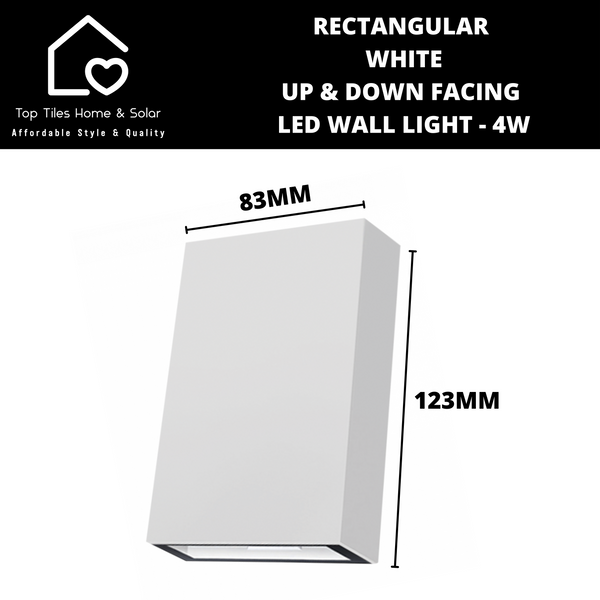 Rectangular White Up & Down Facing LED Wall Light - 4W