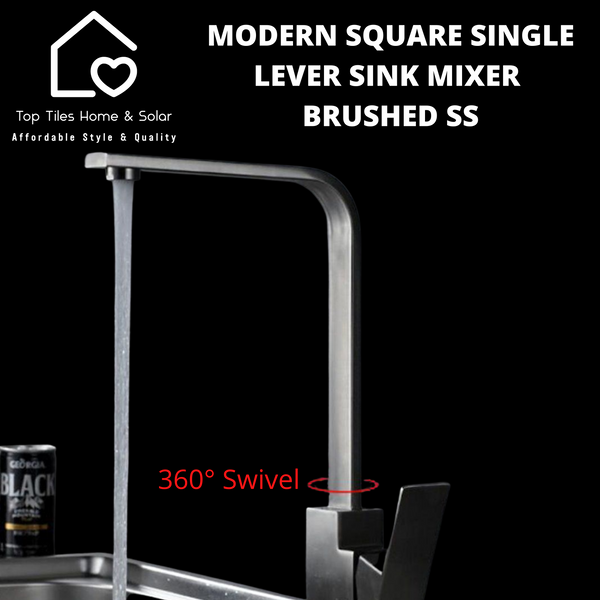 Modern Square Single Lever Sink Mixer - Brushed SS