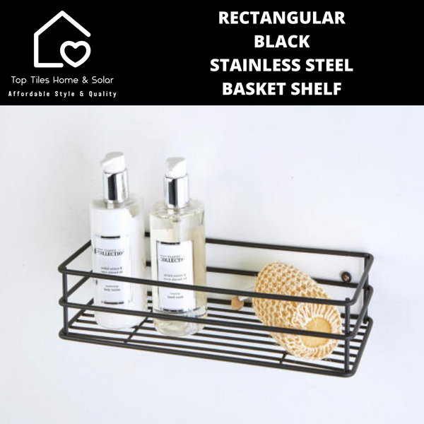 Rectangular Black Stainless Steel Basket Shelf