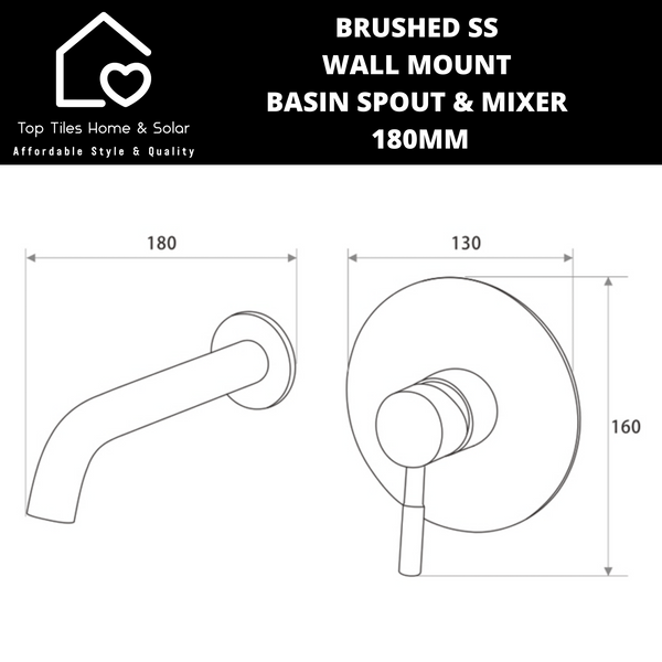 Brushed SS Wall Mount Basin Spout & Mixer - 180mm