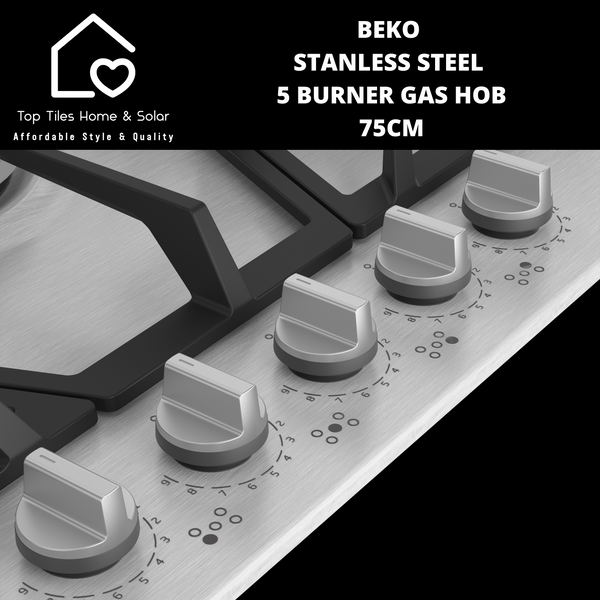Beko Stainless Steel 5 Burner Gas Hob - 75cm