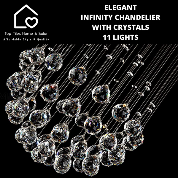 Elegant Infinity Chandelier With Crystals - 11 Lights