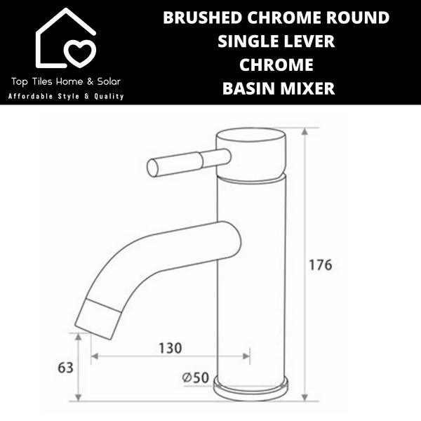 Brushed Chrome Round Single Lever Chrome Basin Mixer