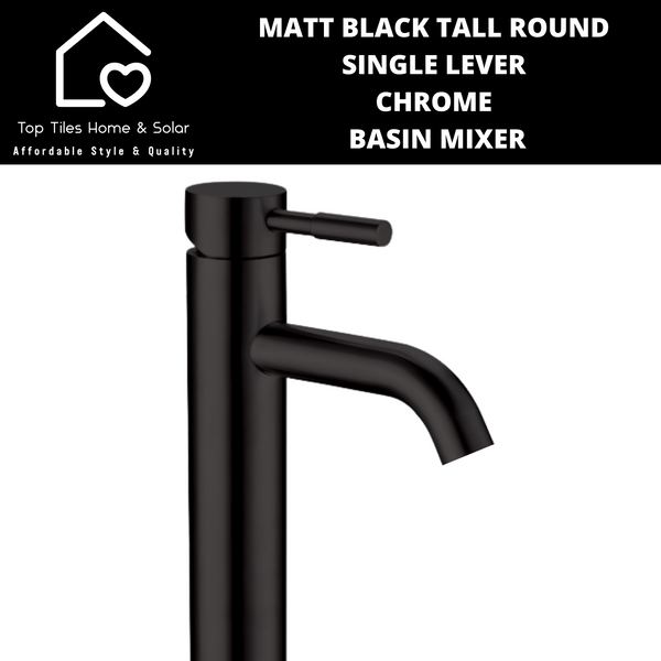 Matt Black Tall Round Single Lever Basin Mixer