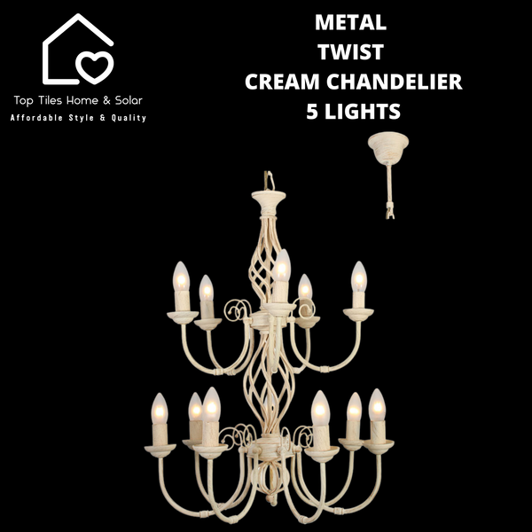 Metal Twist Cream Chandelier - 12 Lights