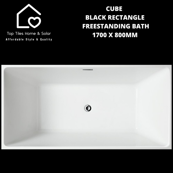 Cube Black Rectangle Freestanding Bath - 1700 x 800mm