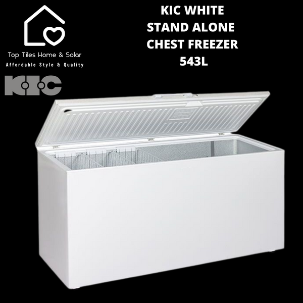 KIC White Stand Alone Chest Freezer - 543L