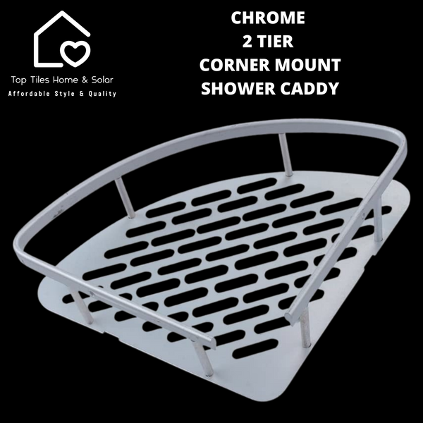 Chrome 2 Tier Corner Mount Shower Caddy