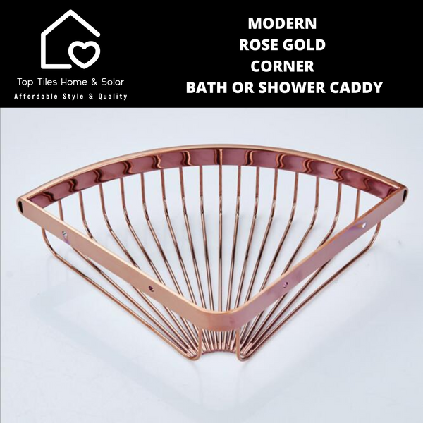 Modern Rose Gold Corner Bath or Shower Caddy