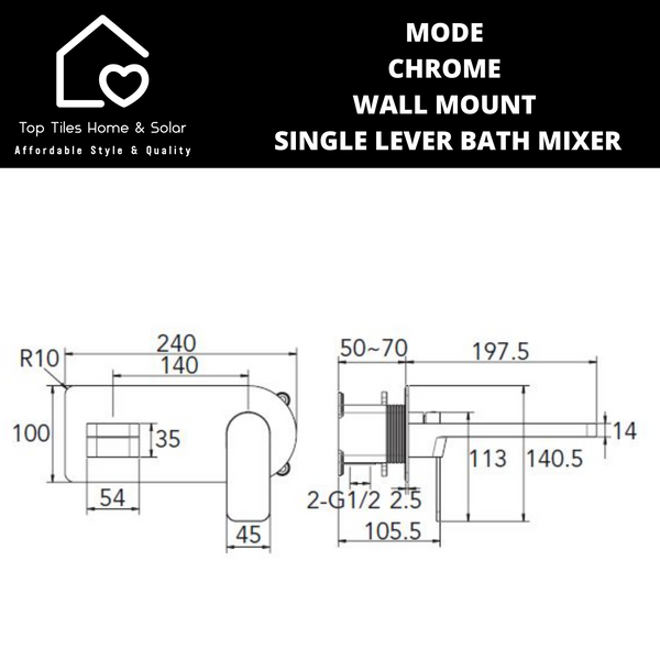 Mode Chrome Wall Mount Single Lever Bath Mixer