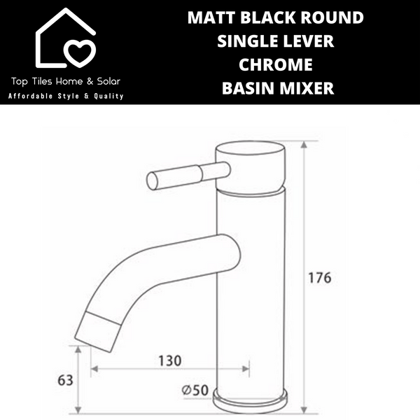 Matt Black Round Single Lever Chrome Basin Mixer