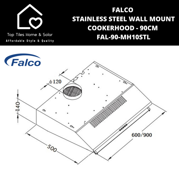 Falco Stainless Steel Wall Mount Cookerhood - 90cm FAL-90-MH10STL
