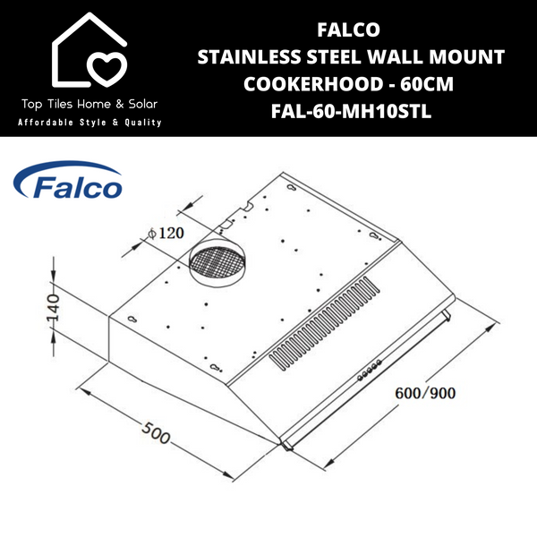 Falco Stainless Steel Wall Mount Cookerhood - 60cm FAL-60-MH10STL