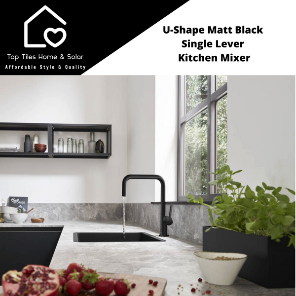 U-Shape Matt Black Single Lever Kitchen Mixer