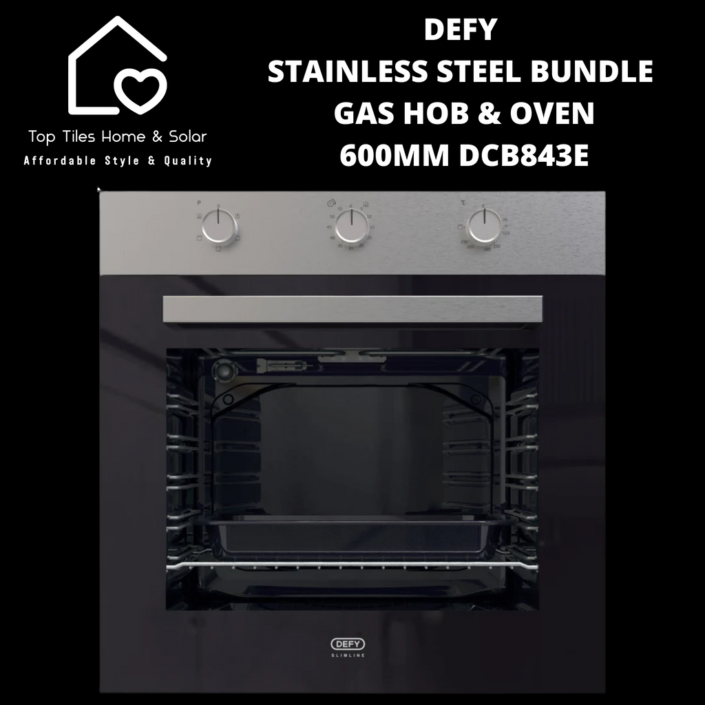 DEFY Stainless Steel Bundle Gas Hob & Oven 600mm DCB843E Top Tiles