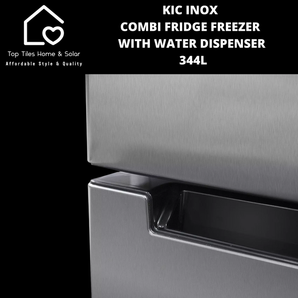 KIC Inox Combi Fridge Freezer with Water Dispenser - 344L