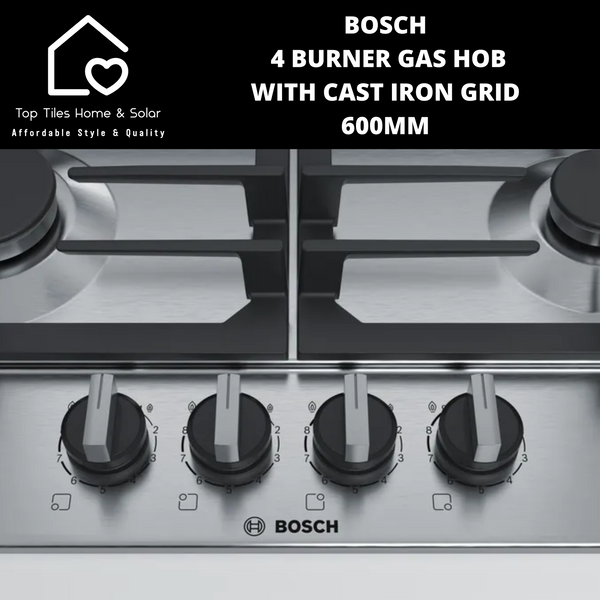 Bosch Series 6 - 4 Burner Gas Hob with Cast Iron Grid- 600mm