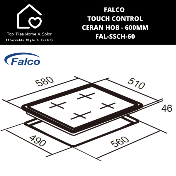 Falco Framed Touch Control Panel Ceran Hob - 600mm FAL-SSCH-60
