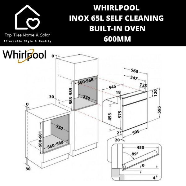 Whirlpool Inox 65L Self Cleaning Built-In Oven - 60cm