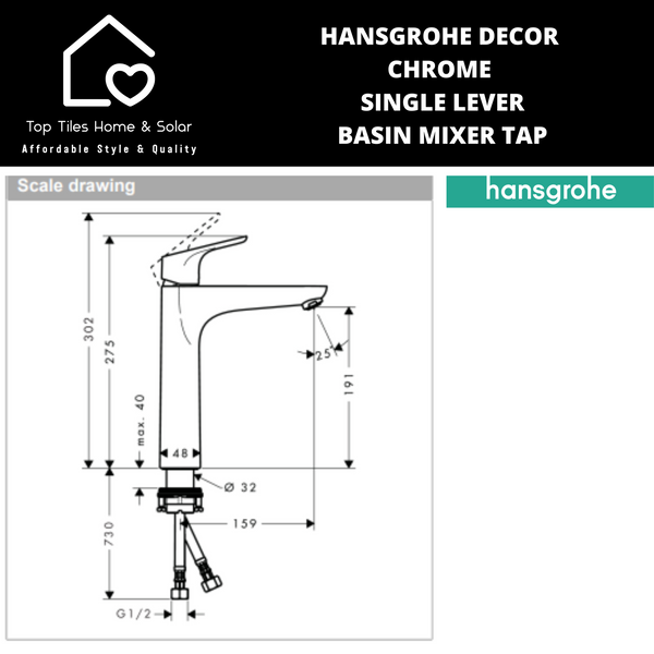 Hansgrohe Decor Single Lever Chrome Basin Mixer Tap