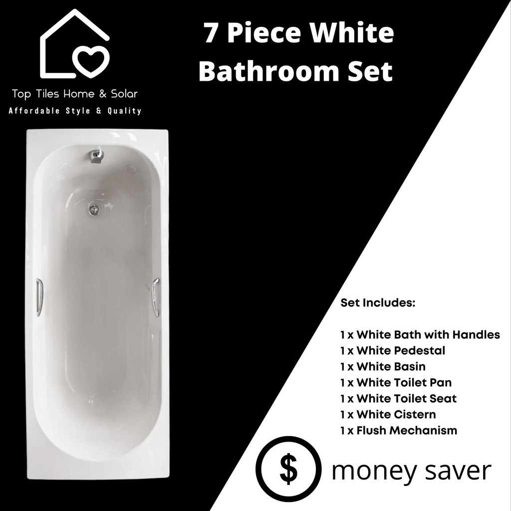 7 Piece White Bathroom Set - Combo – Top Tiles Home & Solar