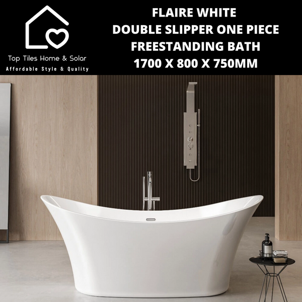 Flaire White Double Slipper One Piece Freestanding Bath - 1700 x 800 x 750mm