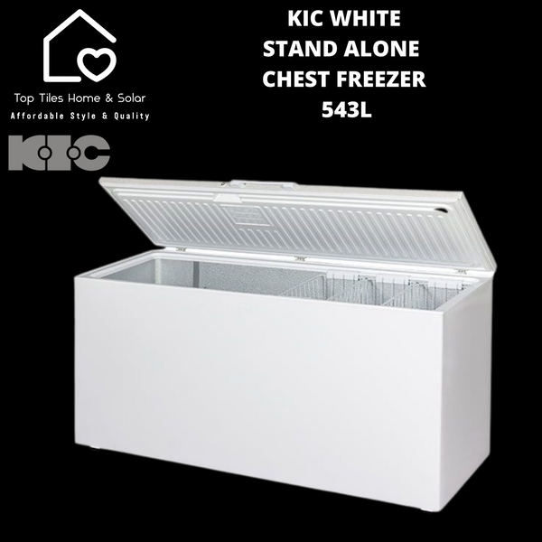 KIC White Stand Alone Chest Freezer - 543L