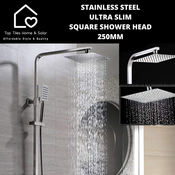 Stainless Steel Ultra Slim Square Shower Head - 250mm