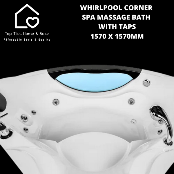 Whirlpool Corner Spa Massage Bath with Taps - 1570 x 1570mm