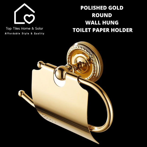 Polished Gold Round Wall Hung Toilet Paper Holder