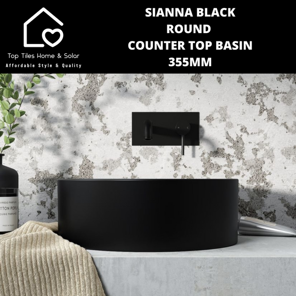 Sianna Black Round Counter Top Basin - 355mm