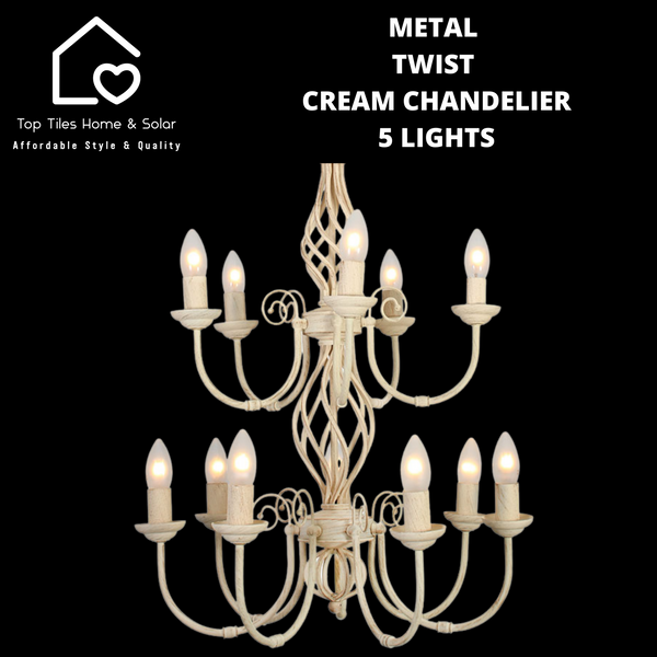 Metal Twist Cream Chandelier - 12 Lights
