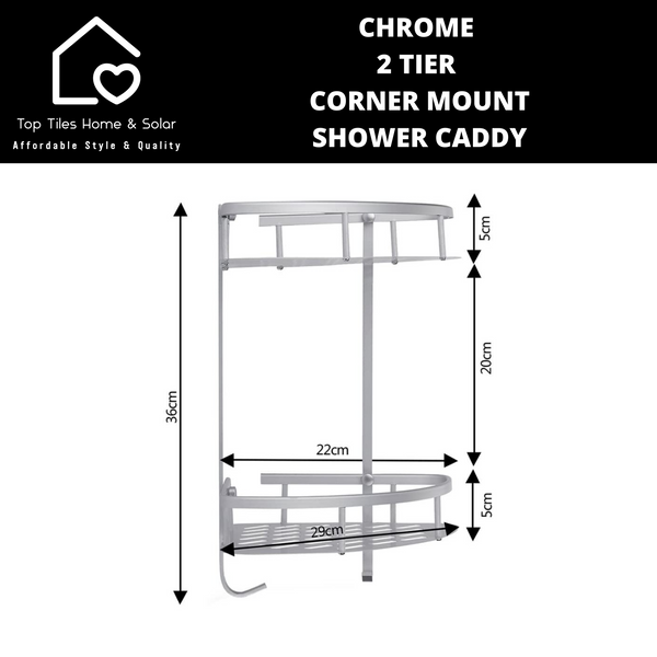 Chrome 2 Tier Corner Mount Shower Caddy