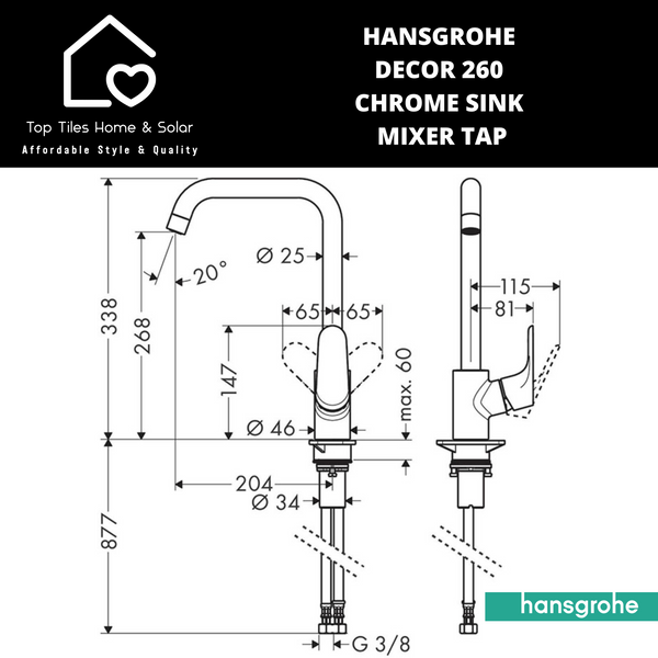 Hansgrohe Decor 260 Chrome Sink Mixer Tap