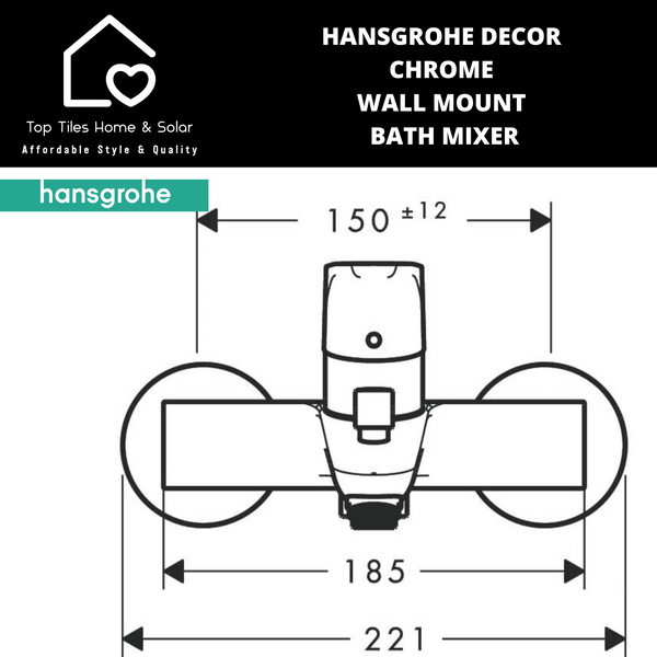 Hansgrohe Decor Chrome Wall Mount Bath Mixer