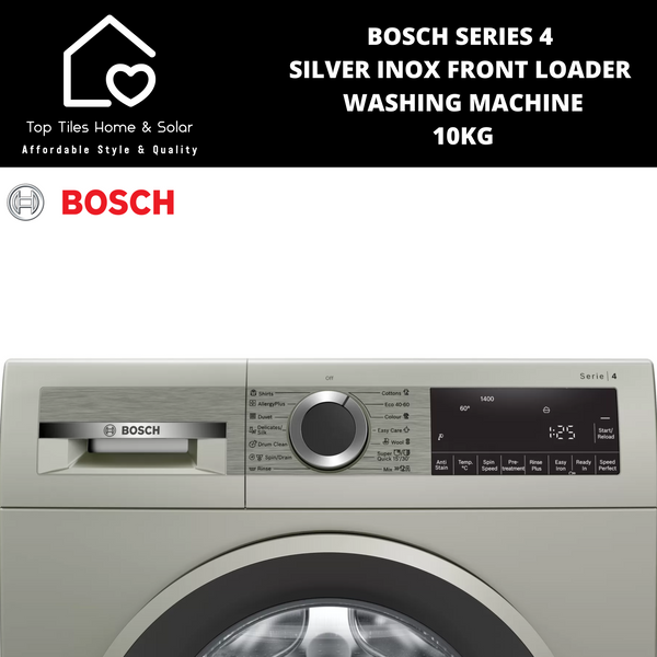 Bosch Series 4 - Silver Inox Front Loader Washing Machine - 10kg