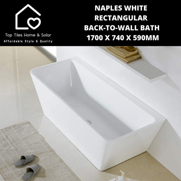 Naples White Rectangular Back-To-Wall Bath - 1700 x 740 x 590mm