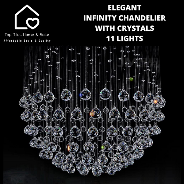 Elegant Infinity Chandelier With Crystals - 11 Lights