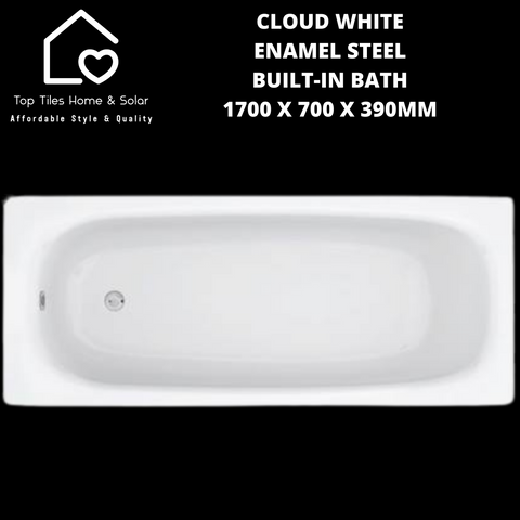 Cloud White Enamel Steel Built-in Bath - 1700 x 700 x 390mm
