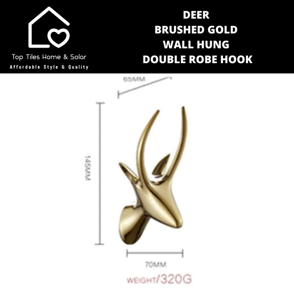 Deer Brushed Gold Wall Hung Double Robe Hook