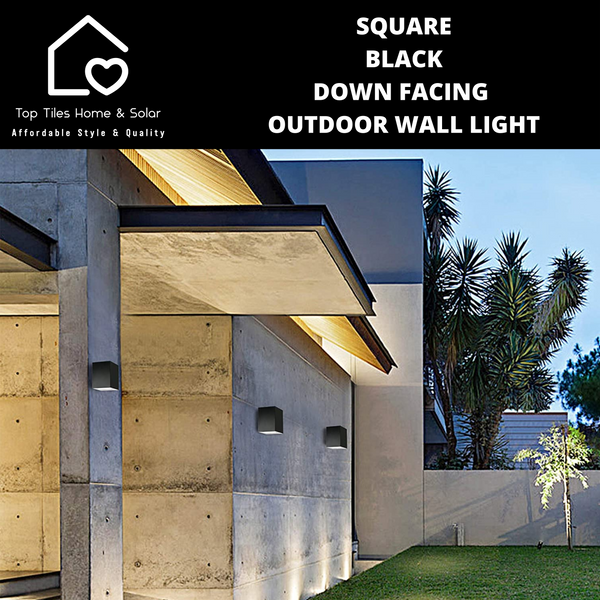Square Black Down Facing Outdoor Wall Light