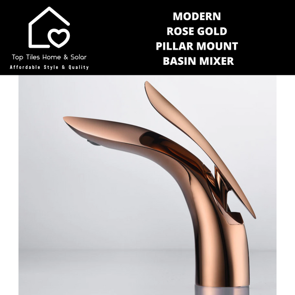Modern Rose Gold Pillar Mount Basin Mixer