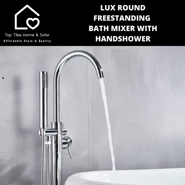 Lux Chrome Round Freestanding Bath Mixer With Handshower
