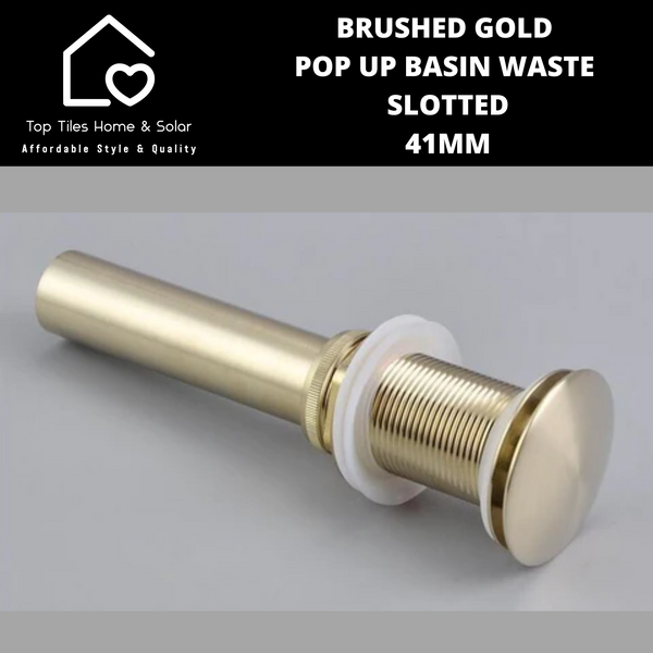 Brushed Gold Pop Up Basin Waste - Slotted - 41mm