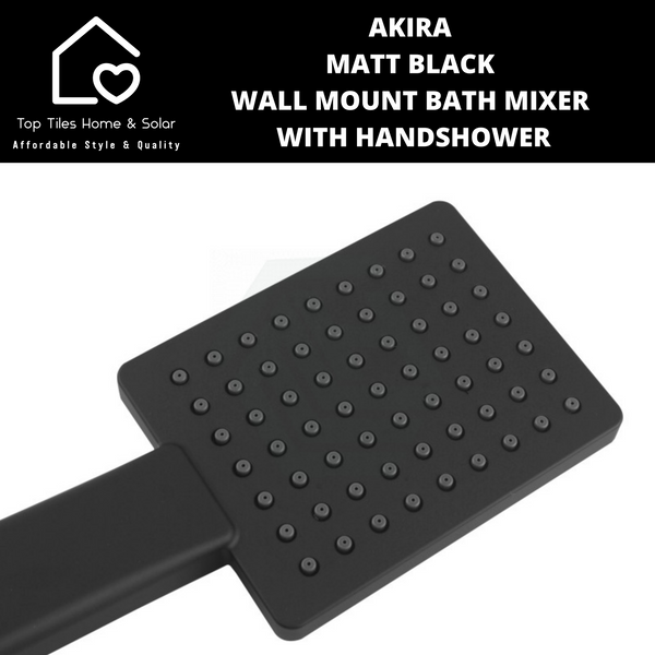 Akira Matt Black Wall Mount Bath Mixer With Handshower